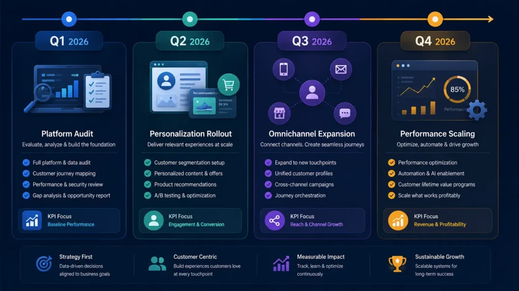 2026 eCommerce implementation roadmap across four quarters