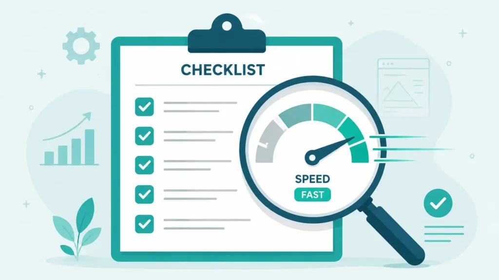 ecommerce site speed optimization checklist illustration