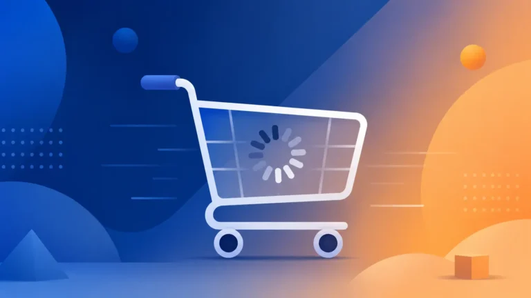 ecommerce site speed and conversions illustration showing a loading shopping cart