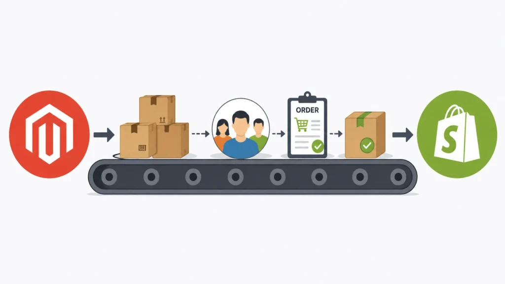 Magento to Shopify Migration data transfer for products, customers, and orders