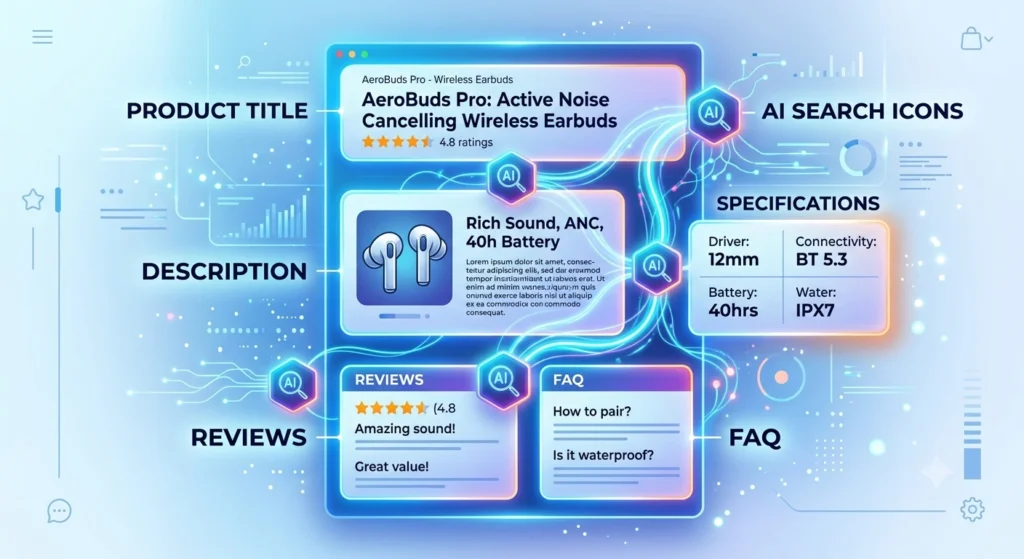 structure of a product page optimized for AI search visibility