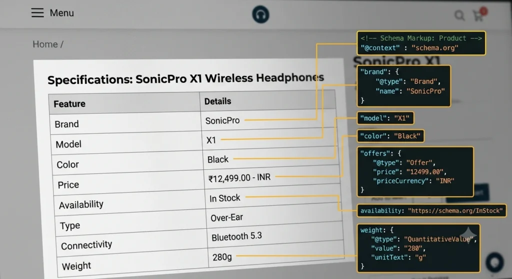 schema markup example for product page optimization