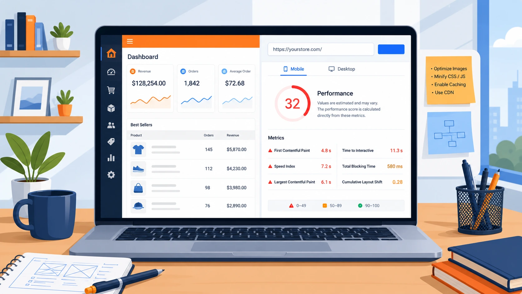 magento site slow after upgrade dashboard speed report