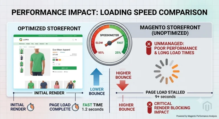  magento site slow loading speed comparison graphic
