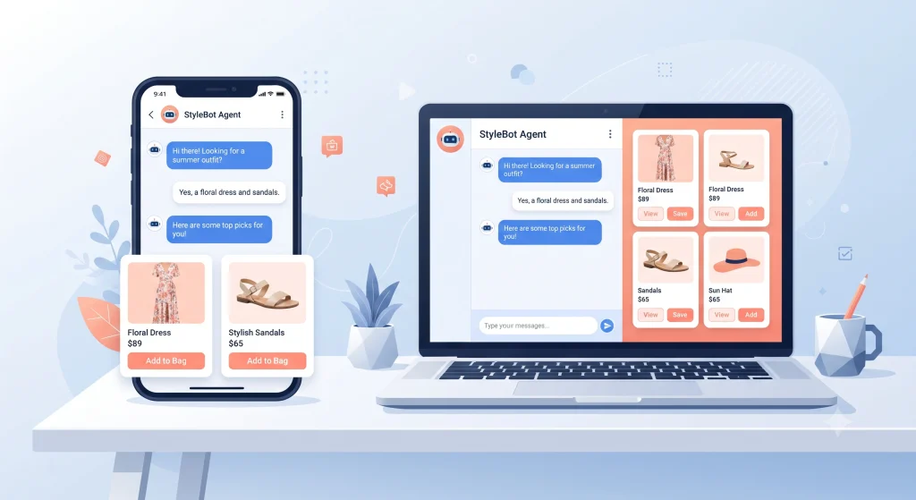 Conversational shopping interface showing personalized product recommendations