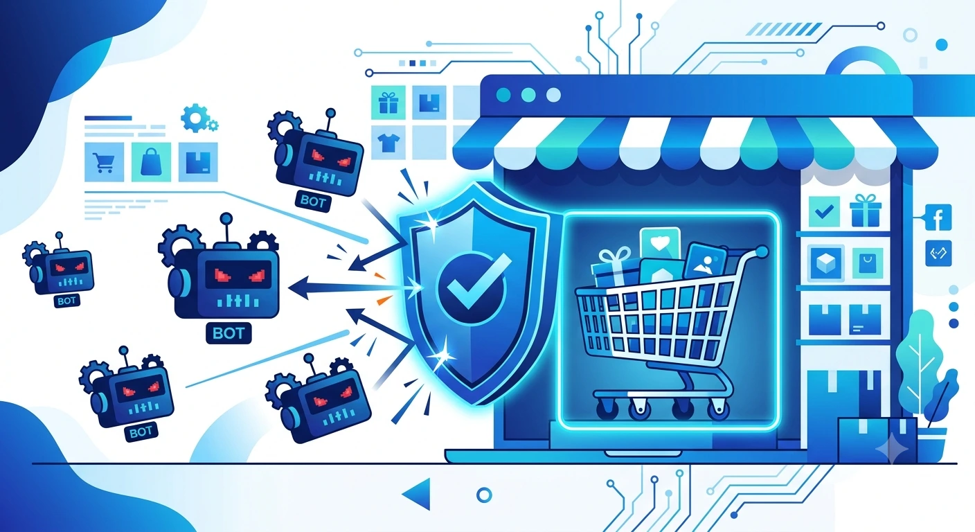 bot traffic and checkout abuse prevention illustration for online stores