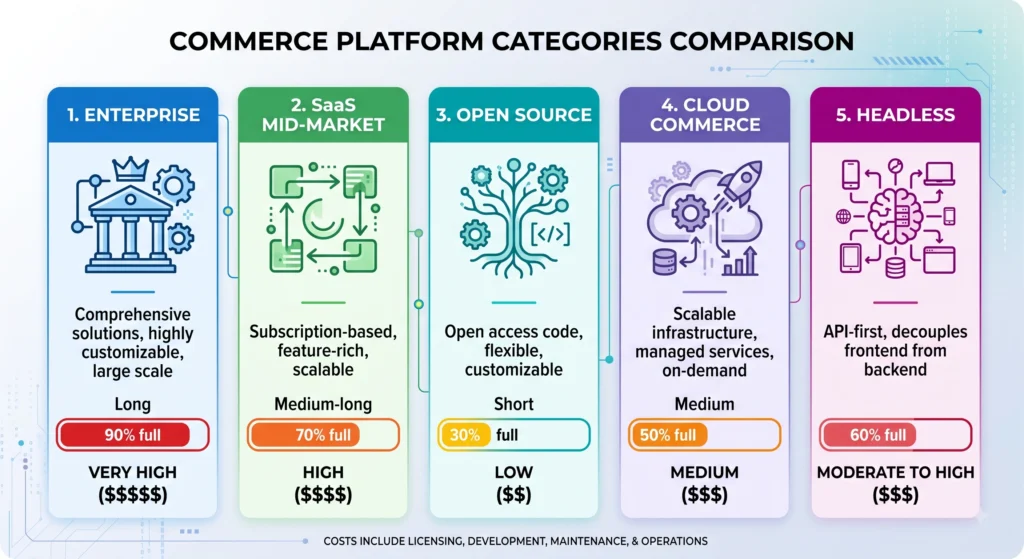Commerce platform migration cost comparison chart