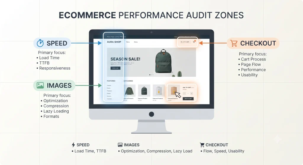 ecommerce performance audit overview infographic