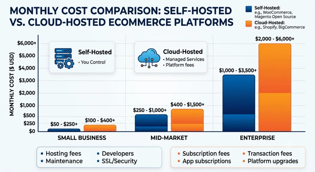 Magento 2 vs Adobe Commerce Cloud cost comparison chart