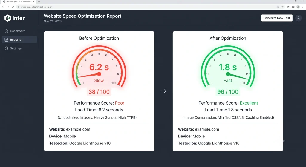 Magento 2 optimization page speed before and after comparison