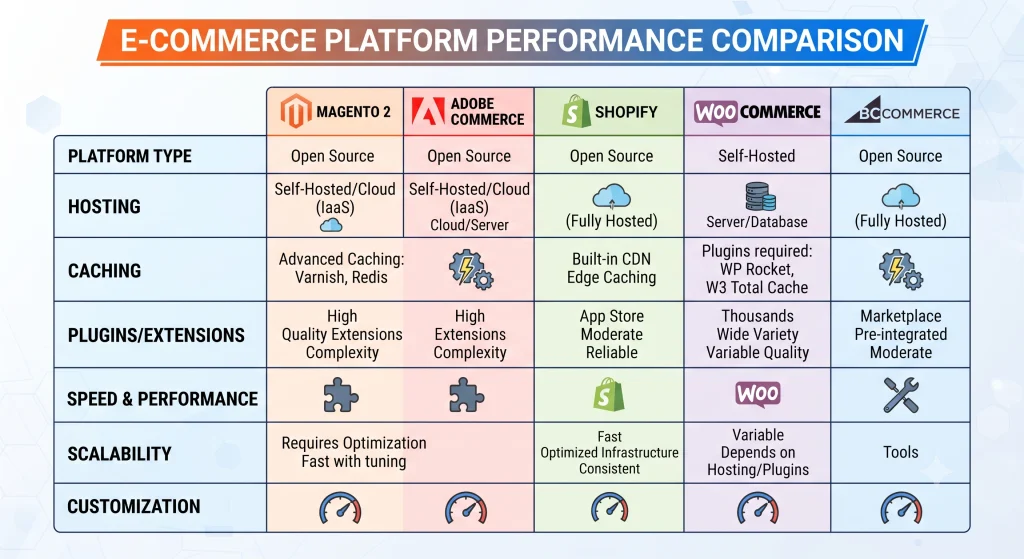 Performance comparison across e-commerce platforms