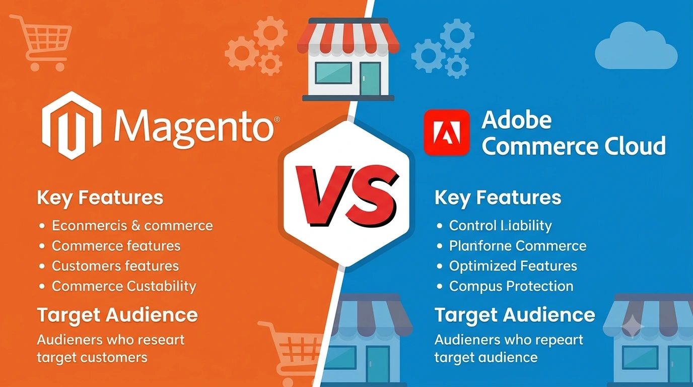 Magento 2 vs Adobe Commerce Cloud comparison graphic