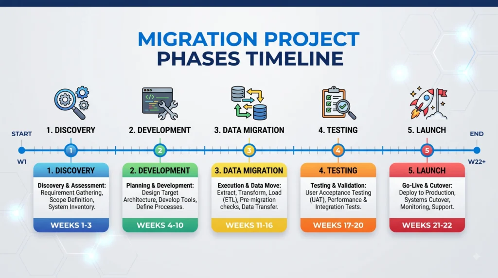  Magento migration project timeline chart