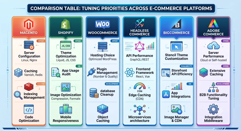 platform comparison for server-side performance tuning in eCommerce
