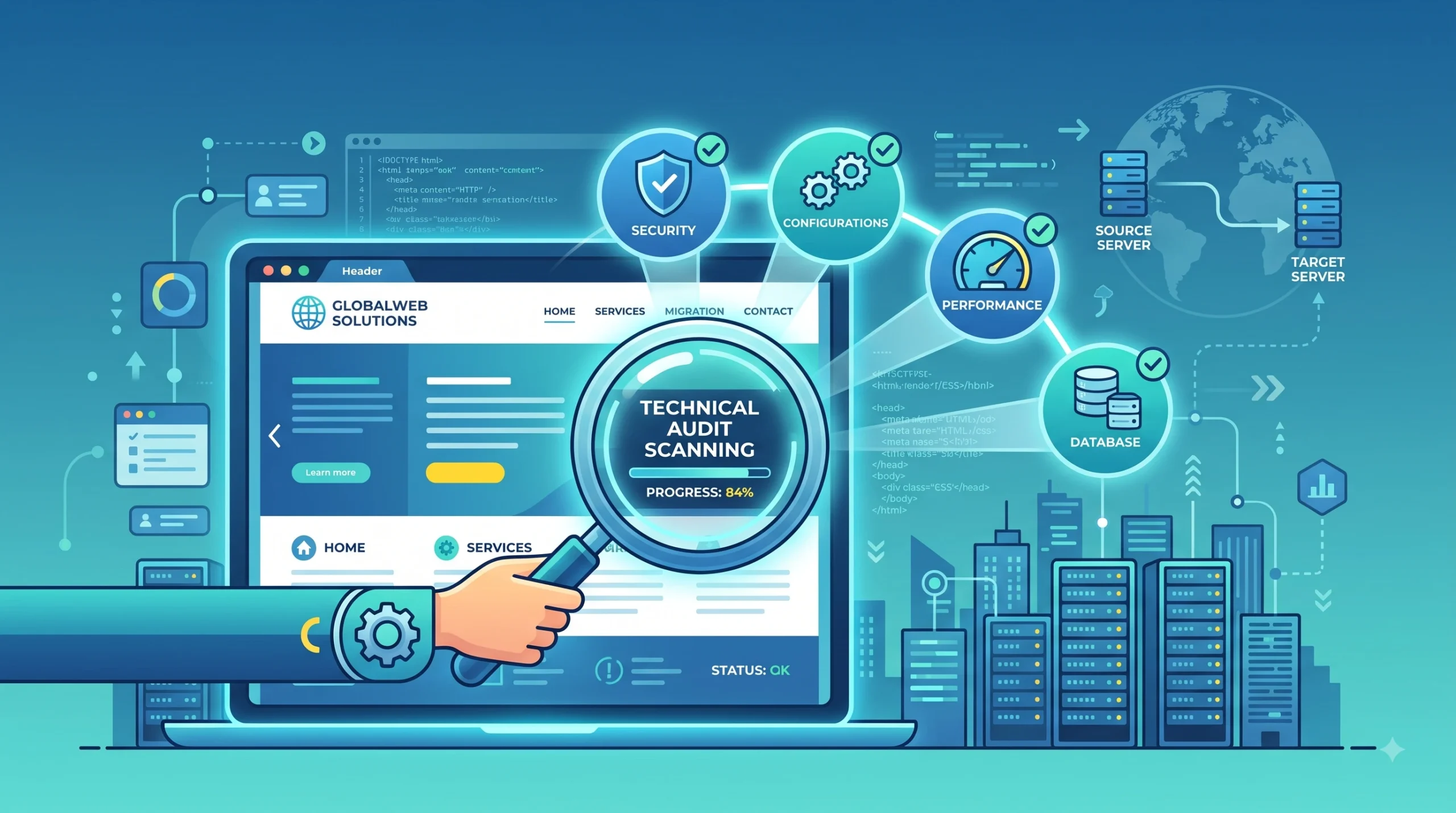 technical audit before migration overview illustration
