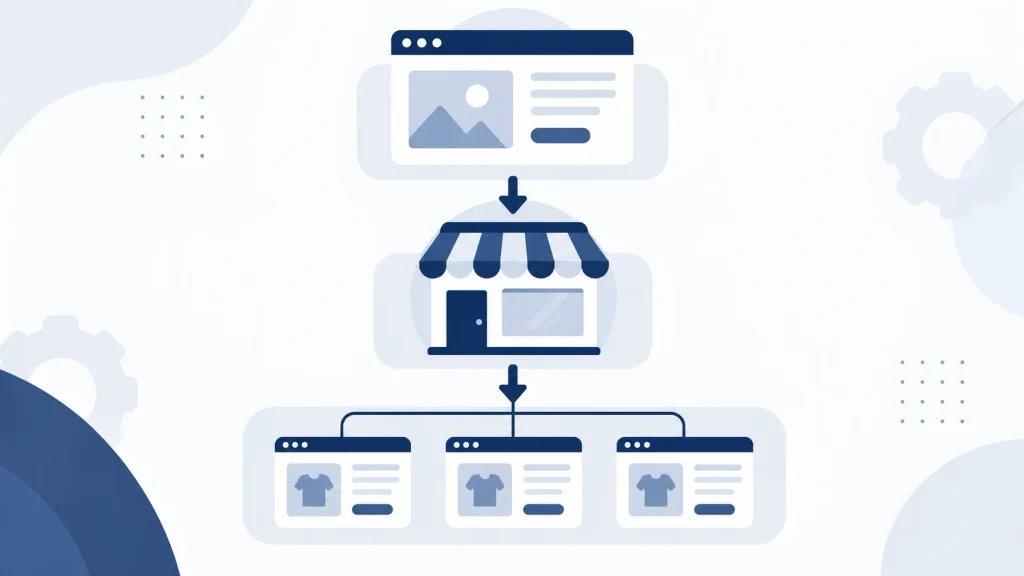 Diagram explaining Adobe multi architecture for global stores