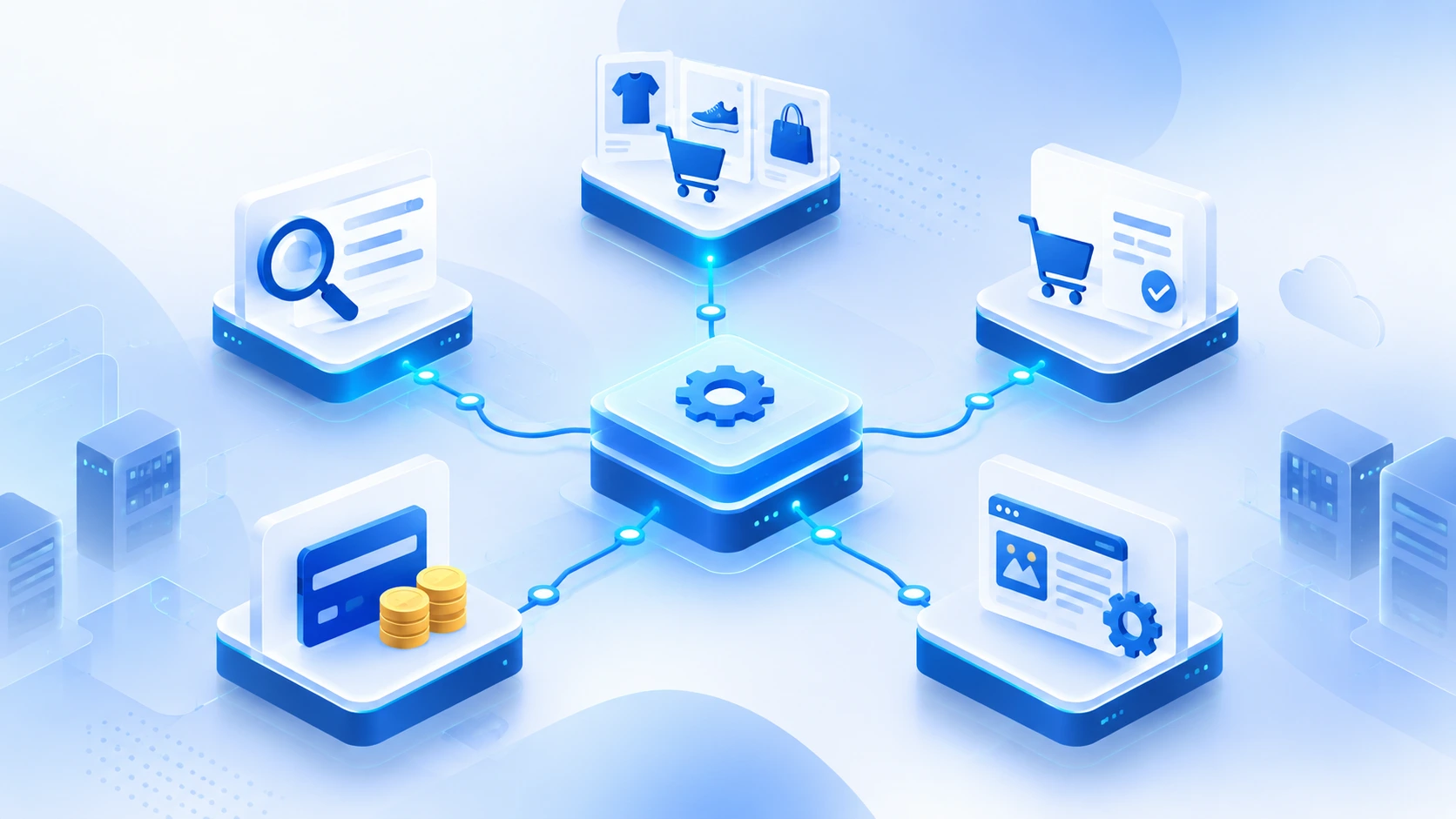 composable commerce architecture overview showing modular connected components