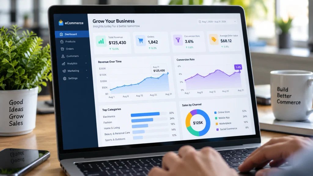 Analytics dashboard showing performance metrics after AI in eCommerce implementation