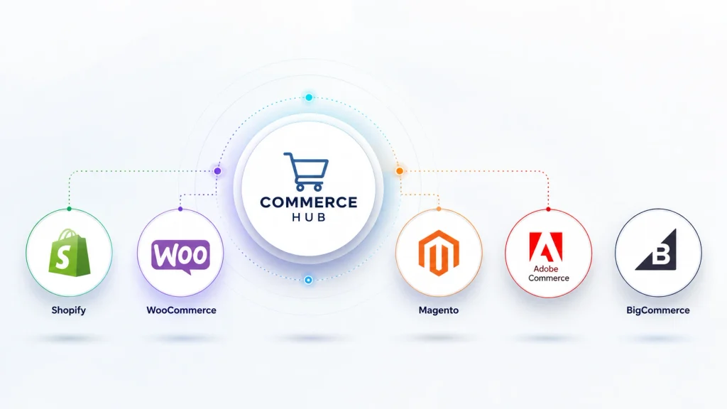 traditional and headless commerce platform comparison icons