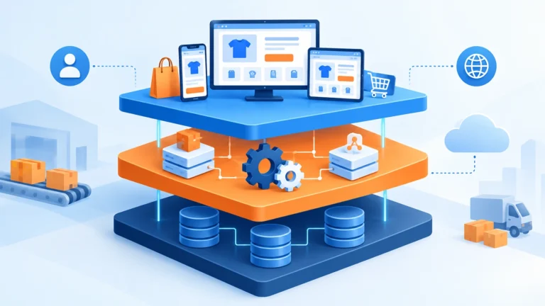 Magento 2 architecture layered diagram showing performance and scalability structure