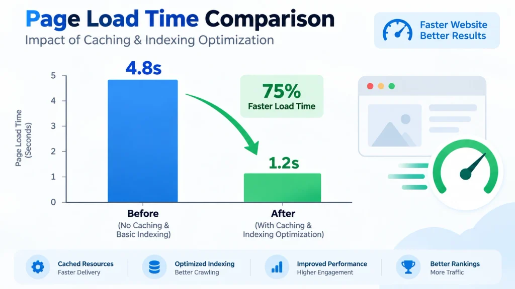 Caching and indexing performance chart for Magento 2 architecture