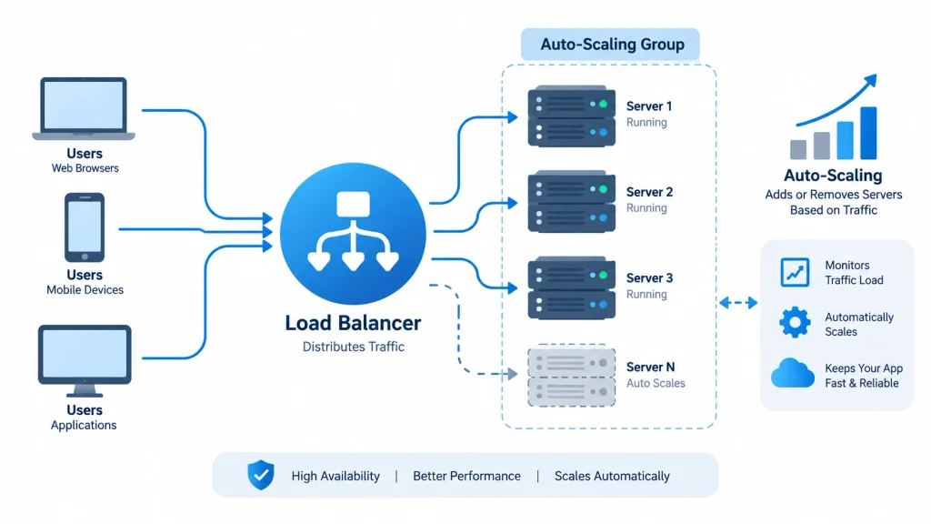 loud scalability diagram showing horizontal server scaling for Magento 2 architecture 