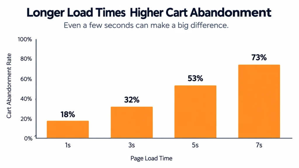 Page load speed versus cart abandonment rate chart affecting eCommerce sales conversion