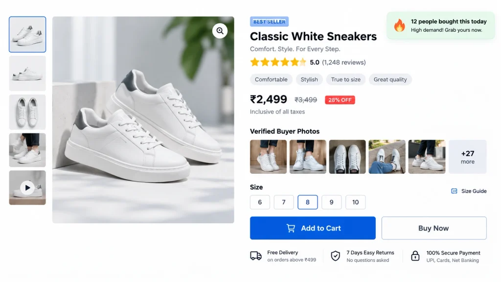 Social proof elements that build trust and encourage purchases