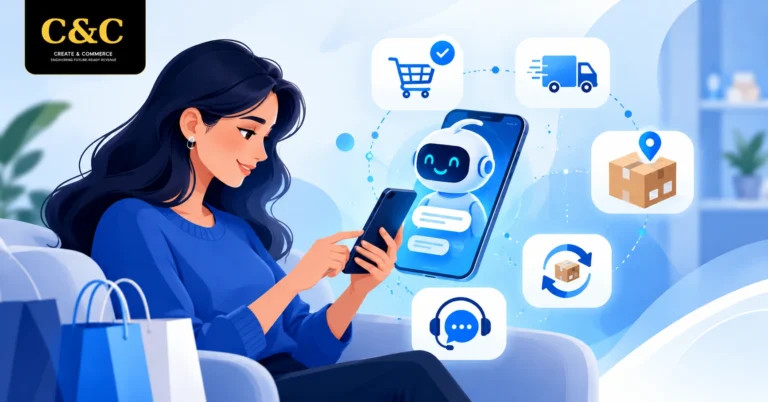 AI customer support for ecommerce chat assistant helping an online shopper