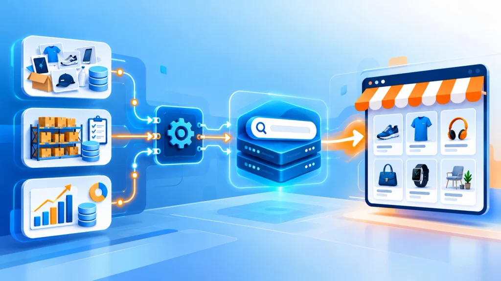 Ecommerce backend and API architecture diagram