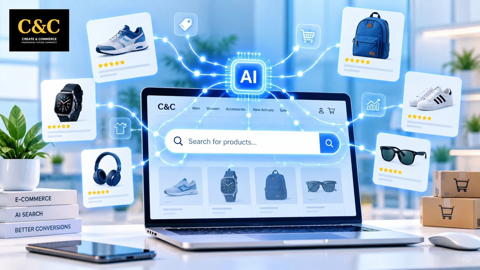AI-powered search improving eCommerce product discovery on an online store