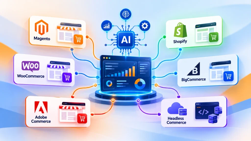 Measuring AI implementation ROI across Magento, Shopify, WooCommerce, BigCommerce, and headless commerce platforms