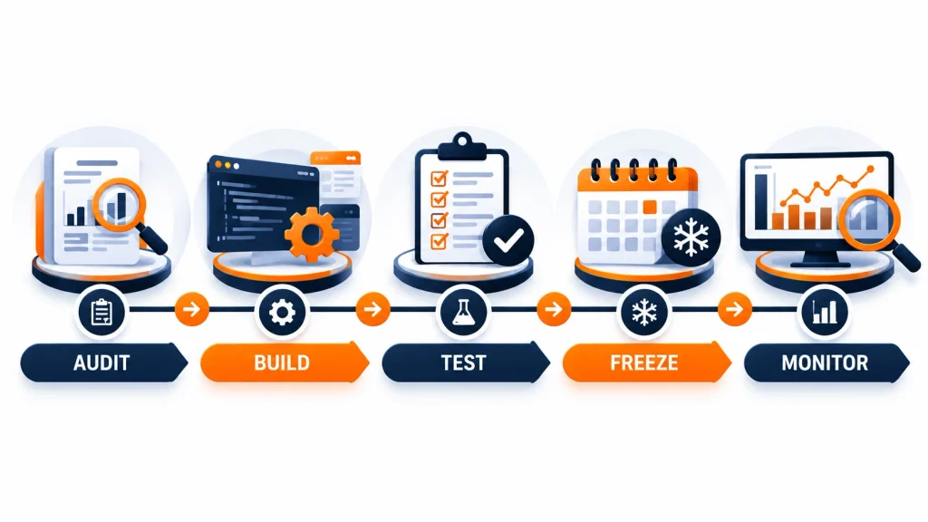 Black Friday readiness timeline from audit to code freeze