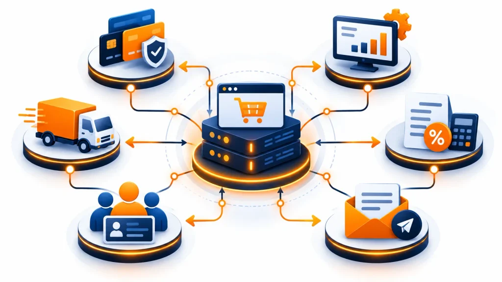 Ecommerce API integration services connecting payments, ERP, and shipping