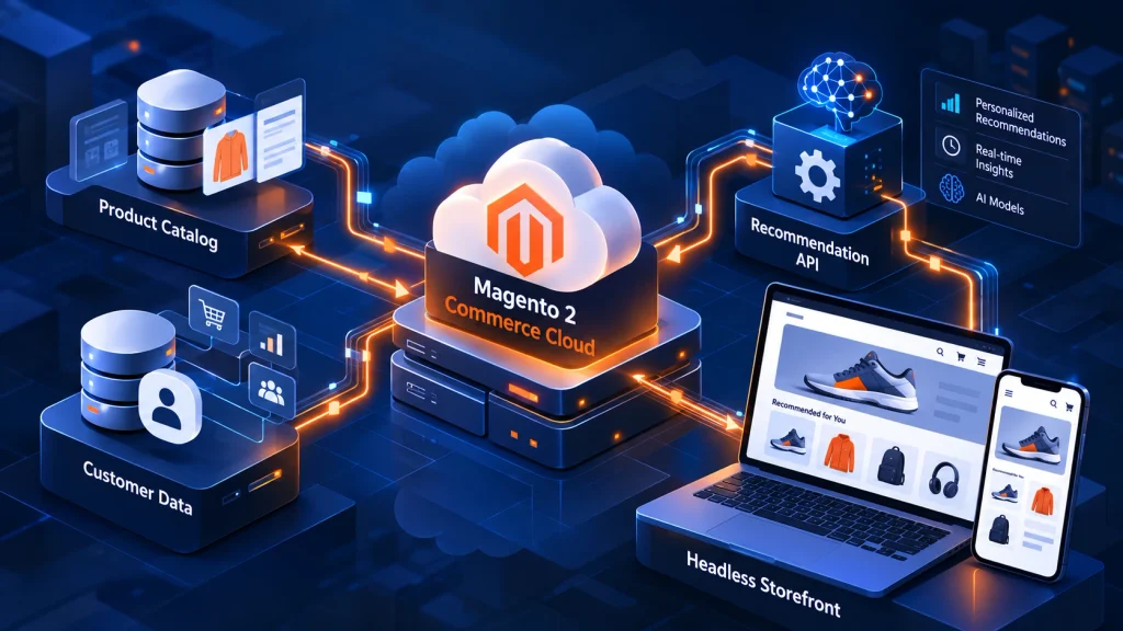 Architecture of AI product recommendations on Magento 2 Commerce Cloud