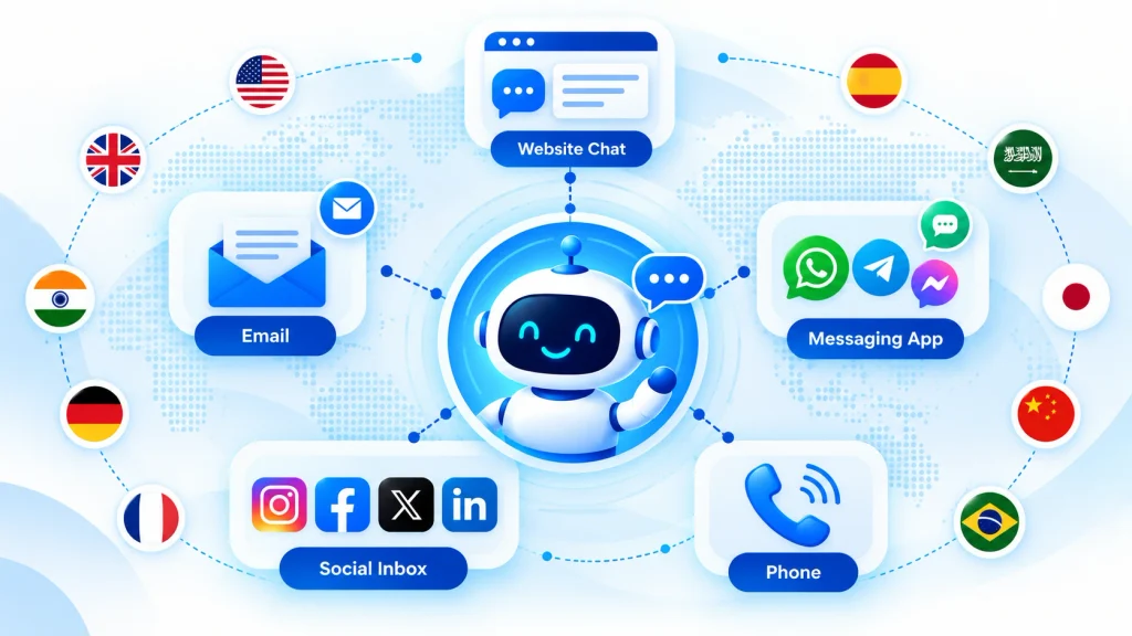 Omnichannel multilingual AI customer support for ecommerce across chat, email and messaging apps