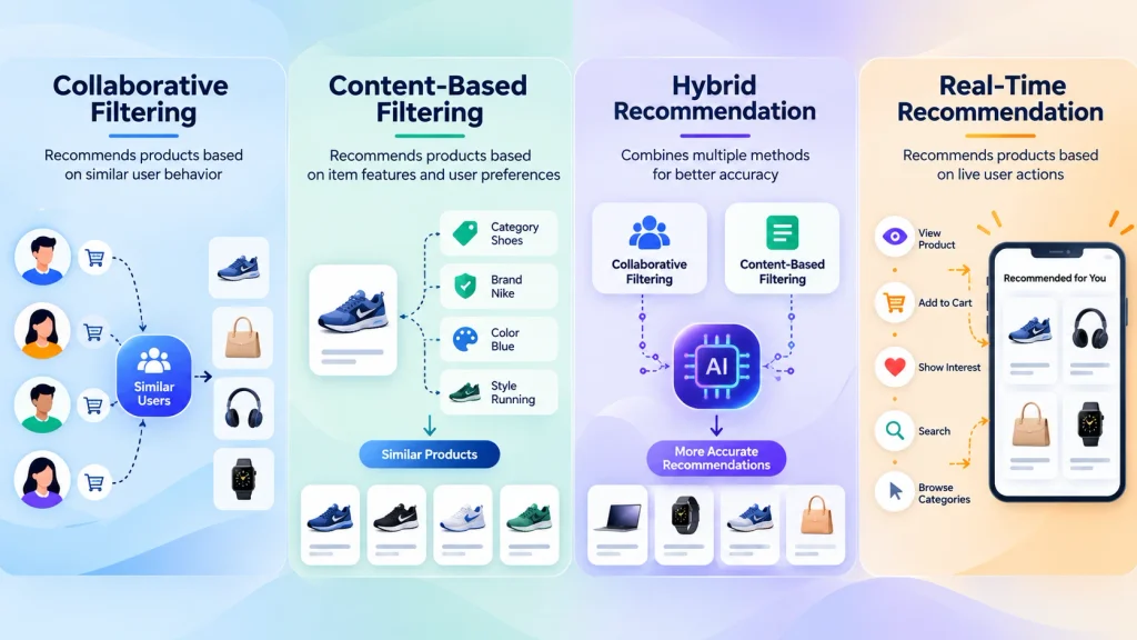 Comparison of recommendation engine types used for AI product recommendations